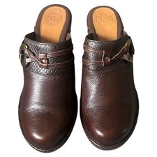 Women s Brown Leather Clogs Slip-On Mules Handmade Look Comfort Style