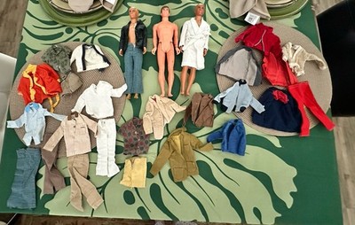 Ken Dolls 1 Busy Hands Doll And 2 Malibu Ken Dolls Vintage Clothes Lot