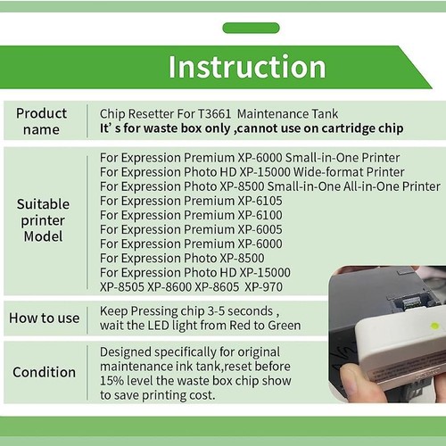 T3661 Waste Maintenance Box Chip Resetter Enhanced Printer Performance - Afbeelding 2 van 12