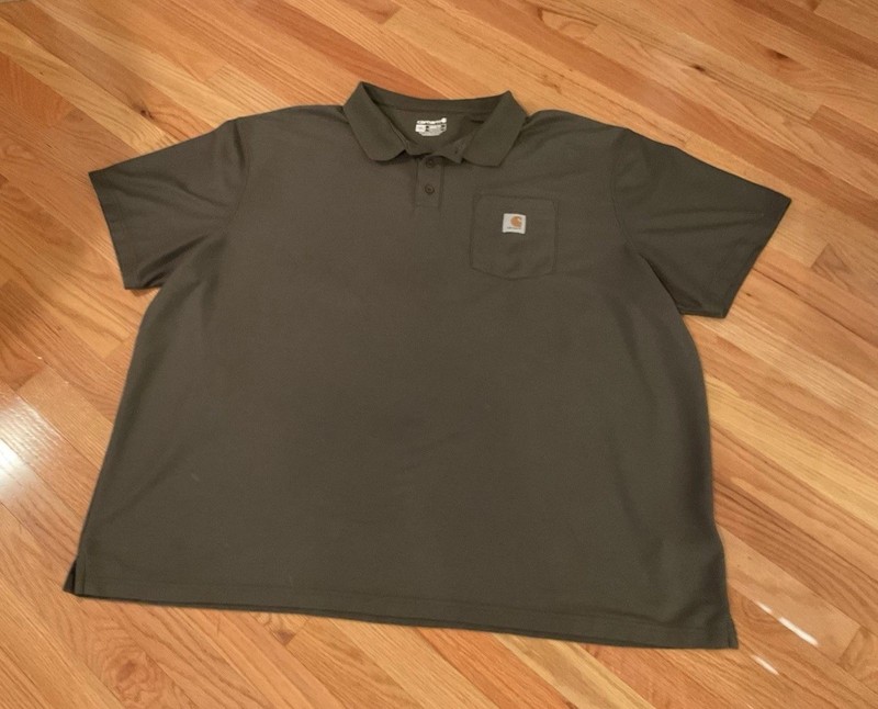 Men’s Carhartt Gray Polo Shirt Big & Tall Chest Logo Cotton Blend GUC Size 4XL