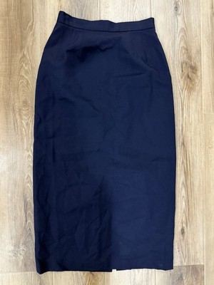Classic Vintage 90s VGR Womens Navy Blue 100% Wool Skirt. Made In USA.