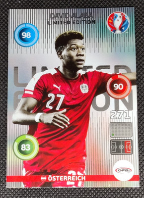 Panini ADRENALYN XL UEFA EURO 2016 DAVID ALABA LIMITED EDITION