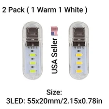 2PC USB Portable LED Mini Nights Light Small Round Lamp Computer Mobile Power US