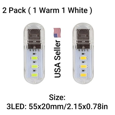 2PC USB Portable LED Mini Nights Light Small Round Lamp Computer Mobile Power US