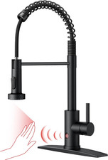 Touchless Kitchen Faucet Black, Smart Motion Sensor Spring Sink Faucet with Pull