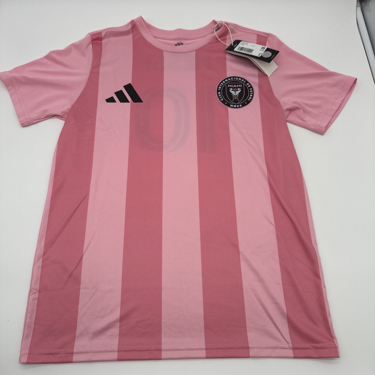 Adidas Youth Large Messi Pink Miami Int Jersey #10 - Authentic