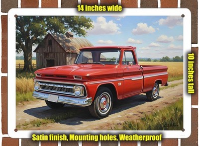 Metal Sign - 1966 Chevrolet C10 Pickup Truck 1 Oil Painting - 14x10