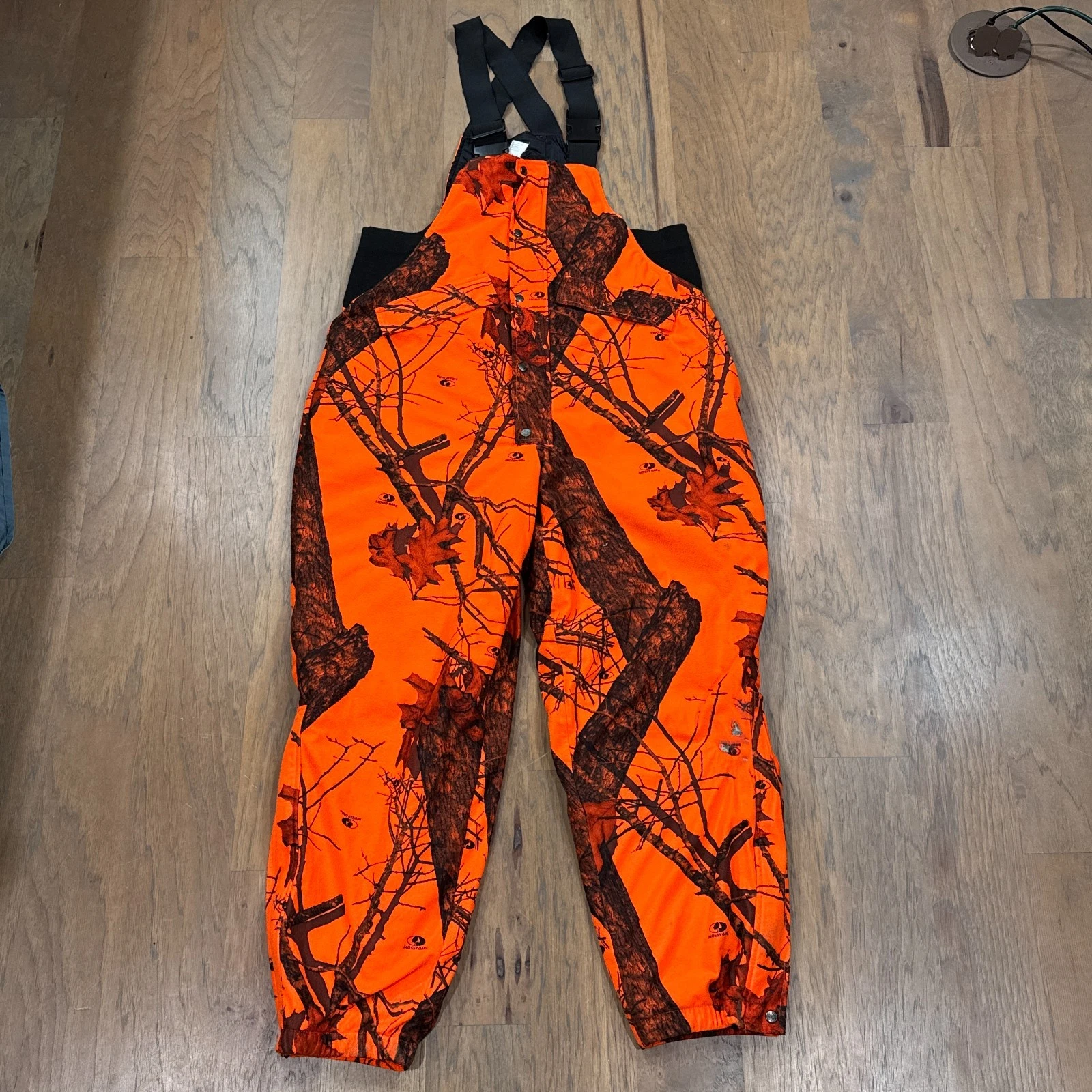 Woolrich Overalls Mens L Blaze Orange Mossy Oak Camo Insulated Bib Hunt Outdoor