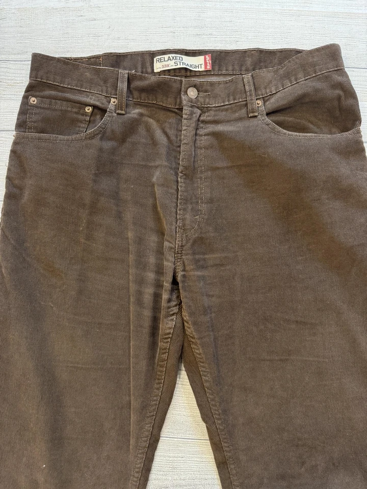 Pantalones Levi's 559 Para Hombre 38x30 Marrón Pana Relajado Recto 5 Bolsillos Informales Foto 2 de 4