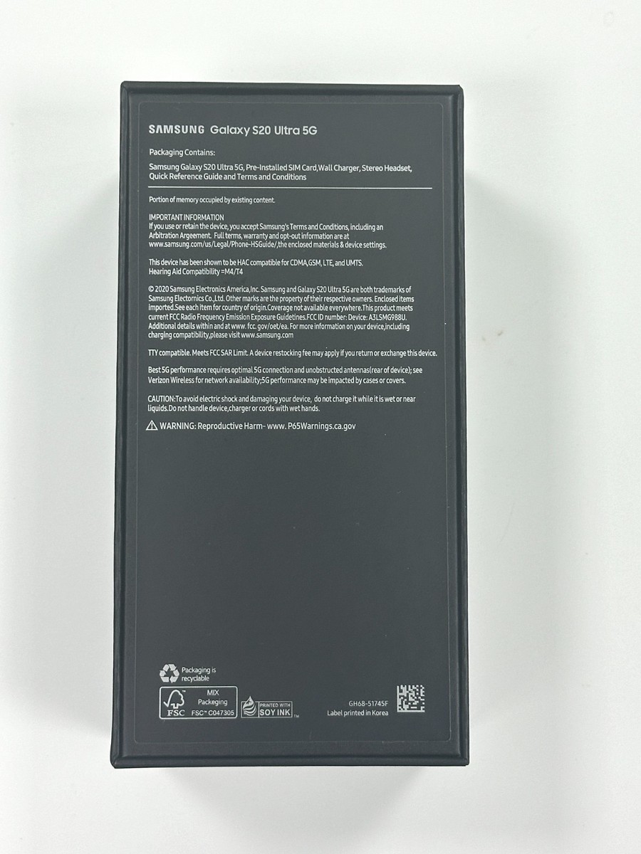 Samsung Galaxy S20 Ultra 5G - 128 GB - Cosmic Gray (Verizon) for