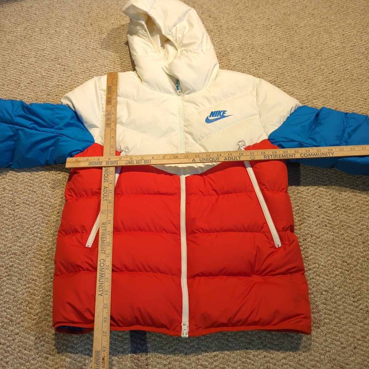 Nike Sportswear Windrunner Down Puffer Jacket Mens M Red Blue 
