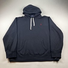 Polo Ralph Lauren Hoodie Sweatshirt Mens 2XL Black Red Pony Logo Fleece Sport