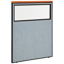 48-1/4"W x 61-1/2"H Deluxe Office Partition Panel with Partial Window Blue