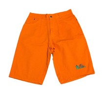 Vintage 90s FAMU Rattlers Baggy Jean Shorts Men's 32 Orange Long USA Made HBCU