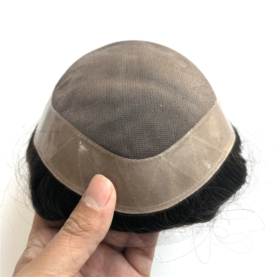 Sistema de reemplazo de cabello humano duradero para hombre Pieza para el cabello fino mono poli piel toupee Foto 2 de 4