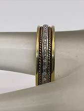 VINTAGE HANDMADE Solid 14K 585 Two Tone Gold Diamonds MEN  S Wedding Band Ring