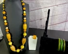 VTG Butterscotch &Marbelized & Green  Bakelite Jewelry Lot Necklace/3 Bangles