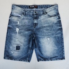 Y2K Ecko Unltd Patch Distressed Denim Shorts Men 38 40W Light Wash Hip Hop