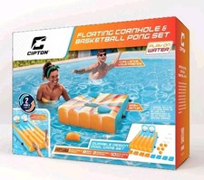 Cipton Inflatable Floating Cornhole Set Toss f/Pools 2 Targets, 8 Water Bags