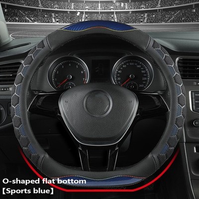 15'' 38cm D-shaped Car Steering Wheel Cover with 3D Honeycomb Anti-Slip Design &e
