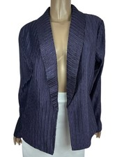 Chico's Purple Jacket Size 2/ L Crinkle Fabric Polyester Long Sleeves Open Front