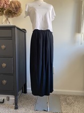 Dana Buchman 100 Silk Women's Black Long Skirt Elastic Waist