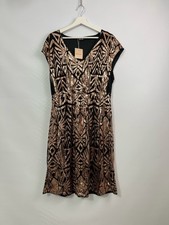 Bloomchic Dress Black Rose Gold Patterned Evening Dress Sequin Size 18-20