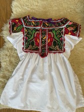 True Vintage Embroidered Blouse Handmade 70  s Or 80  s Floral Bird XS Or S