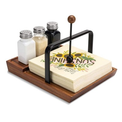 Black Wooden Napkin Holder, Multifunctional Farmhouse Napkin Holder for Table...