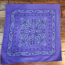 Purple with blue Paisley Bandana Kerchief 100 Cotton Made China Hanky