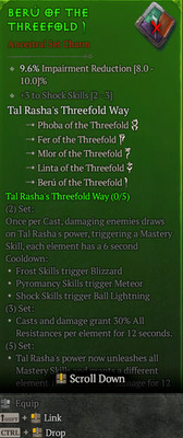 Set Charm Tal Rasha's Threefold Way Full Set 15 To Shock Skills Diablo 4 S13