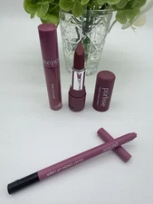 Purlisse Lip Kit Trio Mauve Berry Lip Gloss/ Lipstick/ Lip Liner New Without Box