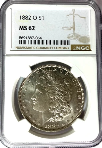1882 O $1 Morgan Silver One Dollar MS62 New Orleans NGC