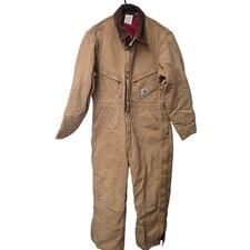 Vintage Carhartt X01 BRN Duck Canvas Insulated Coveralls Mens 40 Short Brown USA