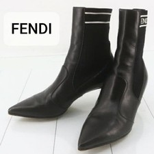 FENDI Leather Socks Boots 35 Black Auth Women