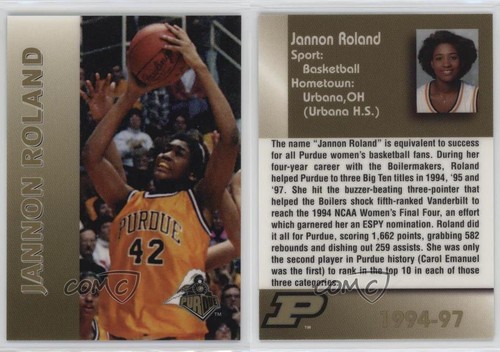 Ama Rc Card 2000 AMA Purdue Boilermakers Legends Women Jannon Roland Rookie RC t2u ...