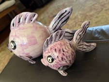 Set of 2 Ceramic~Blow Fish~Puffer Fish~Funny 8” and 6” fish