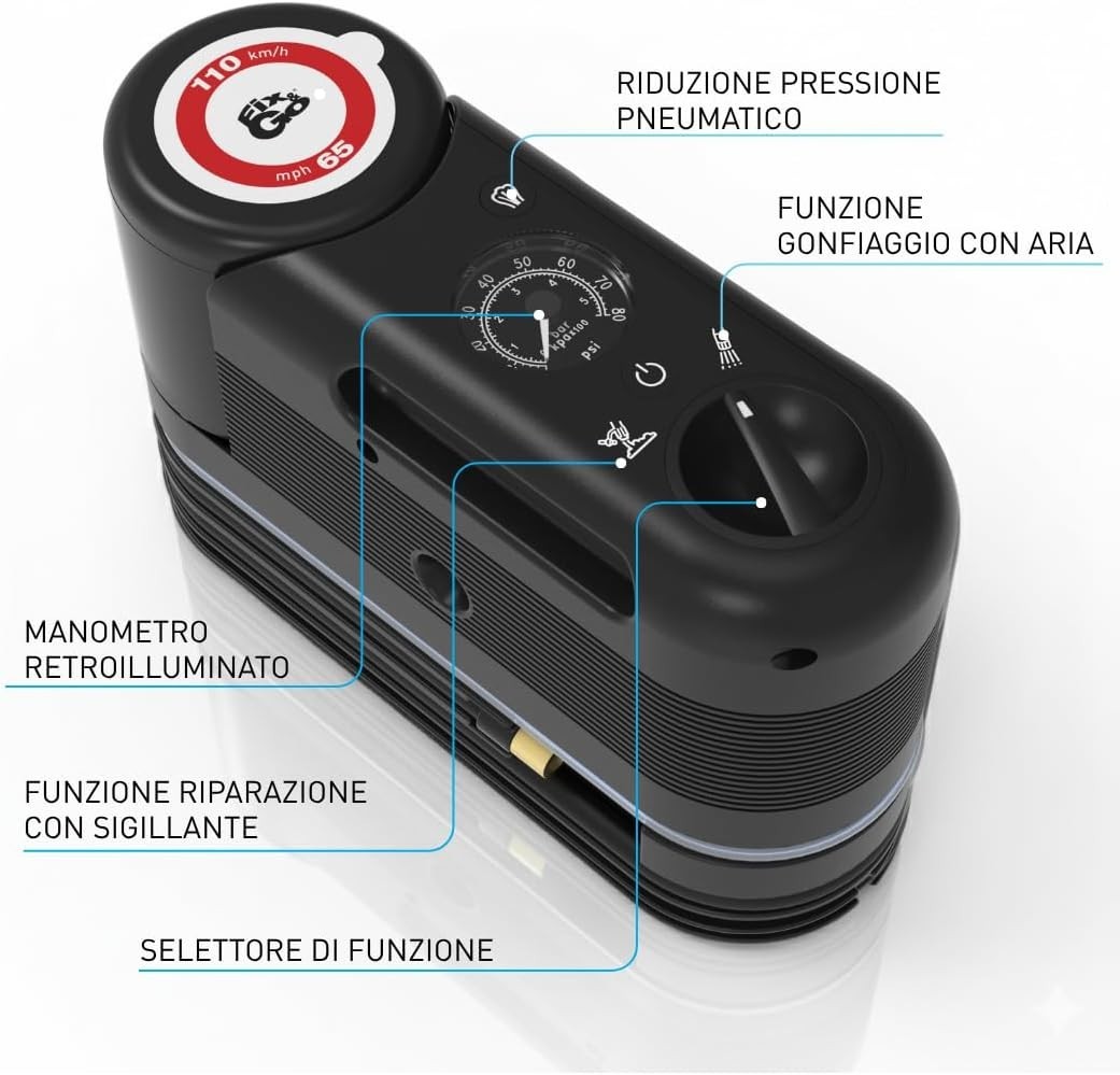 Fix&Go SENSOR Kit Riparazione Pneumatici Auto Professionale Automatico 12V - Miniatura 3