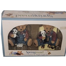 Vintage Springmaid Teddy Bear Night Light and Cover Set NIB