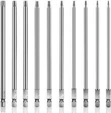 10Pcs 6 in T8 - T40 Security Torx Bit Set - Torx Star Drive Security Screws - S2