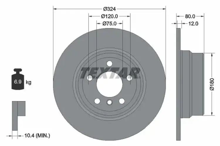 2x Brake disc solid 92107403 TEXTAR for BMW X5