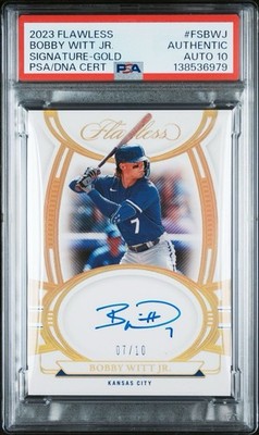 2023 Flawless - Bobby Witt Jr Auto Gold Jersey # 7/10 - PSA 10 Auto