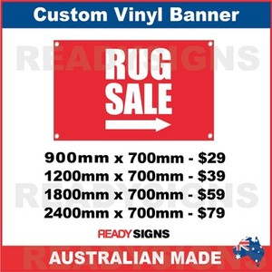 Rug Sale Arrow Custom Vinyl Banner Sign Australian Made Ebay