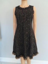 NWT Oscar de la Renta Black/Sequin Detail Sleeveless Sweater Dress M