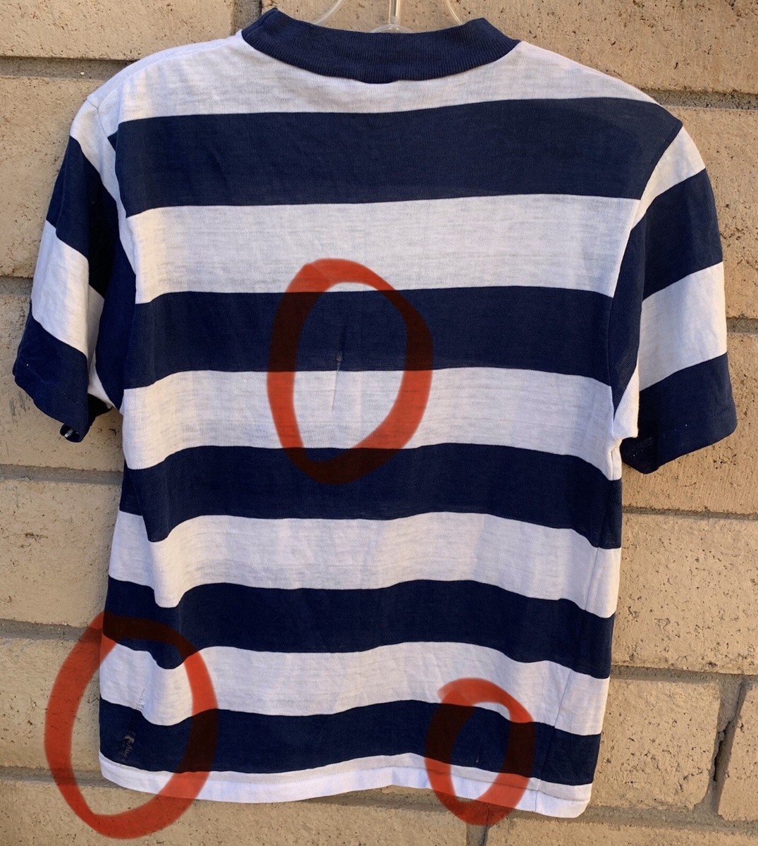 Vintage Tarleton Permanent Press T Shirt Bold Striped Worn Distressed Size M View 5