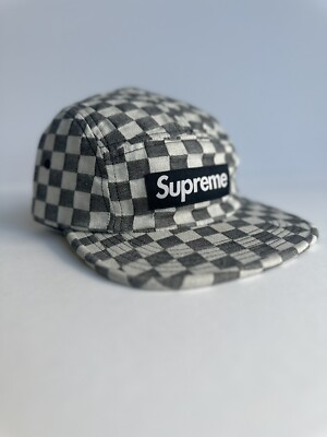 Supreme Box Logo Black White Checkered Woven Camp Cap SS18 NYC