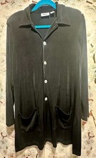 Travelers Chicos Sizs 1 Medium Jacket Cardigan Stretch knit Slinky Long Black