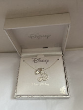 Disney Mickey Mouse Necklace w/Heart  Pave Mickey Head NEW Mickey Loves You