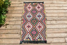 Tapis turc kilim 19''x35'' tissé à la main Sivas Mini Cicim Kilim 50x90cm Cha...