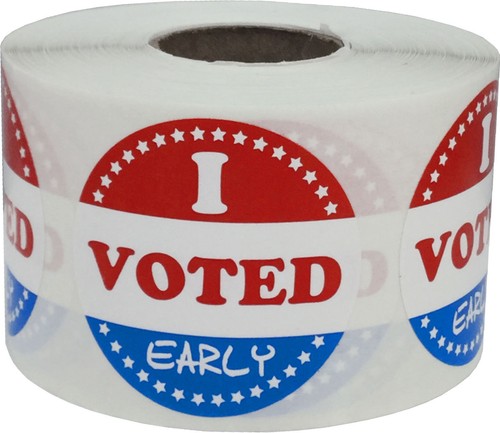 "I VOTED EARLY" Circle Stickers | 1.5" Inches Round | 500 Pack - Afbeelding 1 van 2